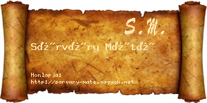 Sárváry Máté névjegykártya